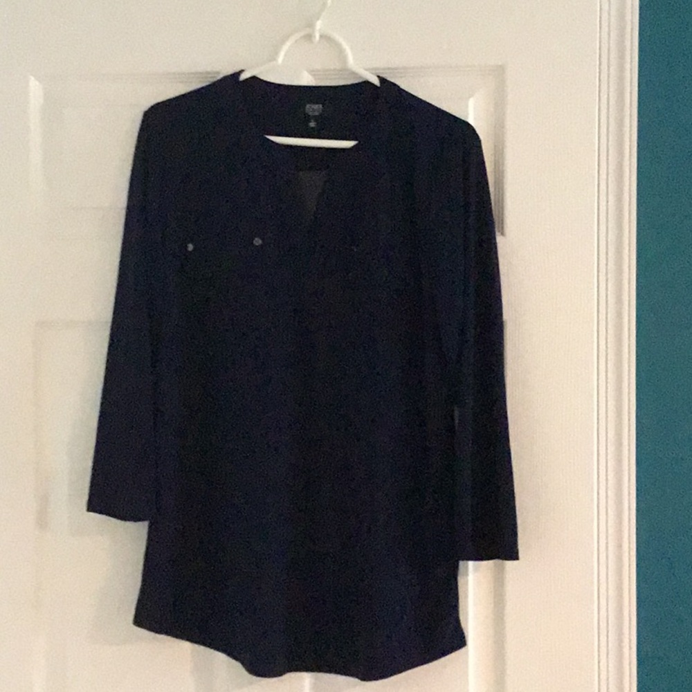 NWT Jones NY navy 3/4 length sleeve top